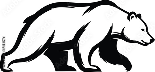 Black tribal bear head silhouette vector illustration featuring a wild animal logo design for a nature tattoo symbol