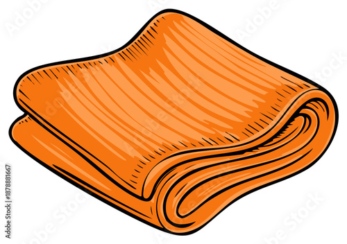Bright Orange Folded Cloth Textile Material Illustration Drawing