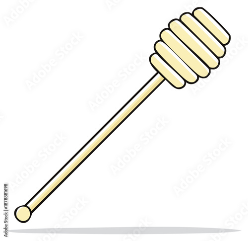 Honey dipper illustration with grooves for collecting, pouring thick liquid substances in cooking, cartoon graphic art