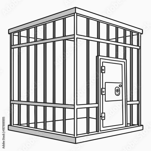 Secure metal cage with locked door
