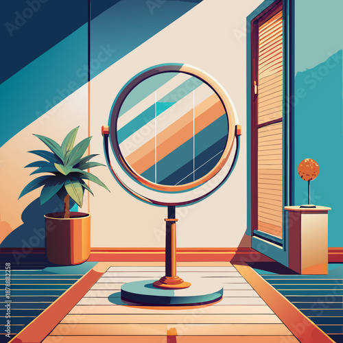 Modern interior with vanity mirror