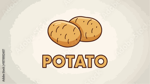 Cartoon illustration of two potatoes with the word POTATO.