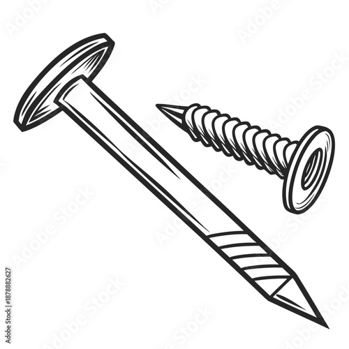 Illustration of different types of fasteners