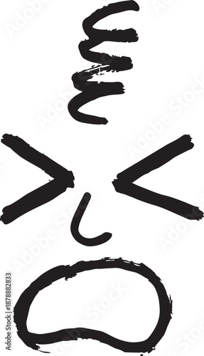 Hand drawn crayon emoji face grimacing in pain