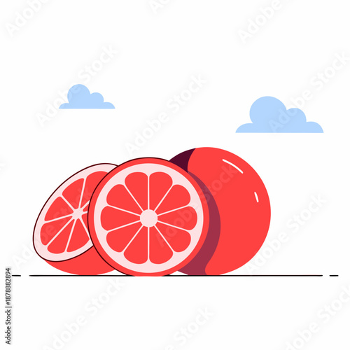 Vibrant grapefruit illustration
