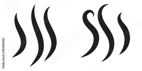 Collection of stylized black smoke or steam icons on a white background