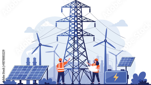 Engineers Inspecting Renewable Energy Infrastructure.