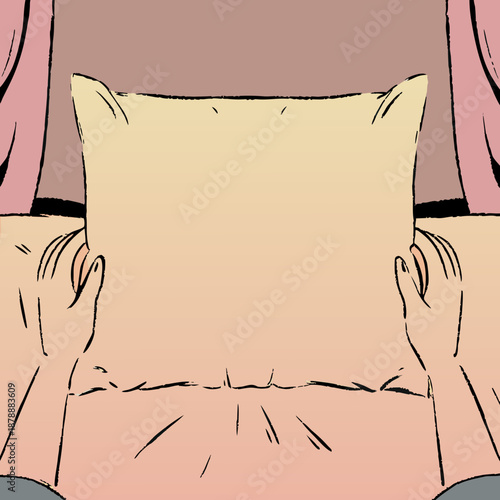 Person holding a pillow