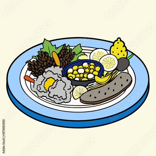 Colorful platter of food