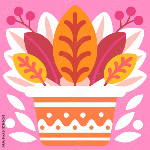 Autumn leaves in a pot