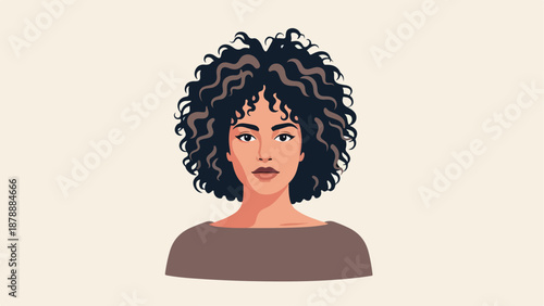 Portrait of a Young Woman with Curly Hair.