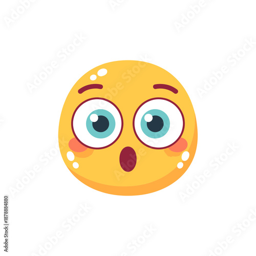 Surprised Cartoon Emoji with Wide Eyes and Open Mouth