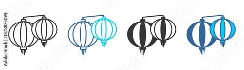 latern icon set multiple style collection	