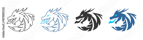 dragon icon set multiple style collection	