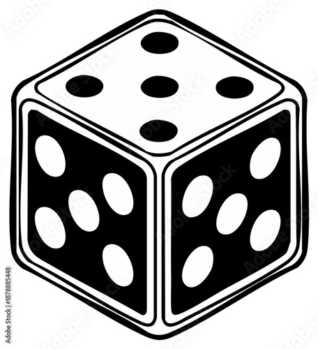 Classic Six Sided Dice With White Dots Displaying Number Five and Six
