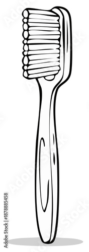 Black and white hand-drawn toothbrush illustration for dental health