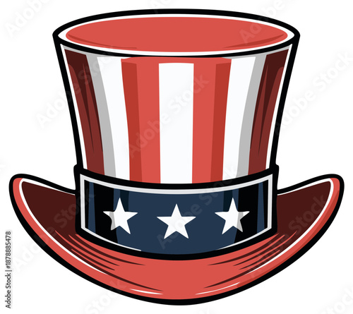 Patriotic Uncle Sam hat illustration, Independence Day celebration symbol
