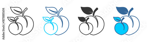 peach icon set multiple style collection	