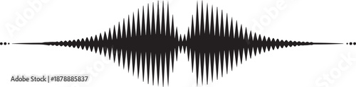 Abstract sound wave visualization, audio waveform, music equalizer, black digital signal on transparent background