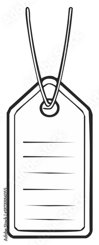 Detailed Line Drawing of Blank Luggage Tag Ready for Product Pricing or Promotional Information