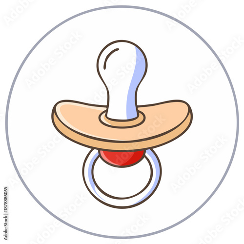 Infant Pacifier Cartoon Style Illustration Circle Border Baby Soother Nipple Comfort Teething Symbol
