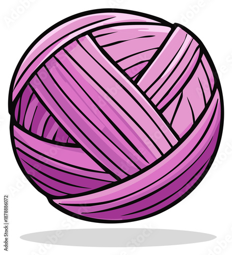 Cute pink wool yarn ball vector illustration for knitting crochet and crafting projects