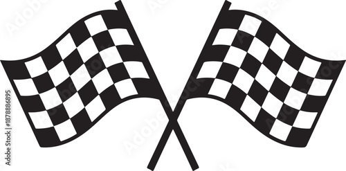 Two crossed checkered racing flags vector illustration for motor sports events and competition themes