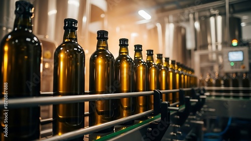 Wallpaper Mural Beer bottles on conveyor belt in brewery factory Torontodigital.ca