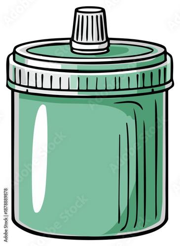 Reusable green sports shaker bottle for mixing protein shakes and supplements cartoon illustration