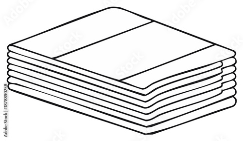 Neatly stacked folded textiles in a simple monochrome line art illustration