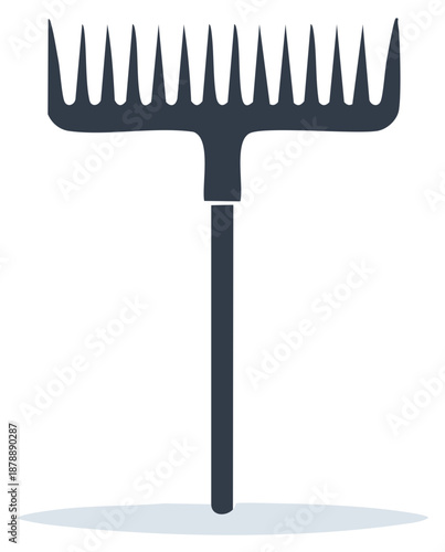 Dark Rake Icon for Gardening Yard Work and Agricultural Tasks Minimalist Illustration