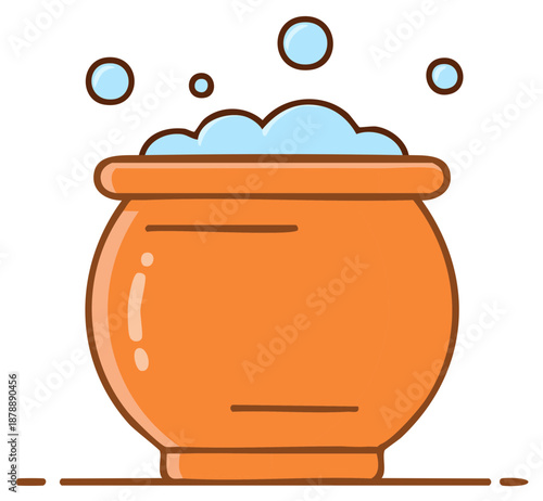 Bubbling Cauldron with Blue Potion and Smoke