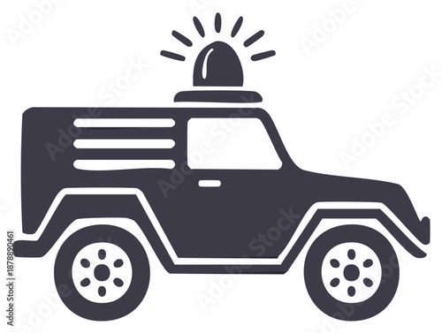 Vector Graphic of Police Vehicle Law Enforcement Car with Emergency Lights