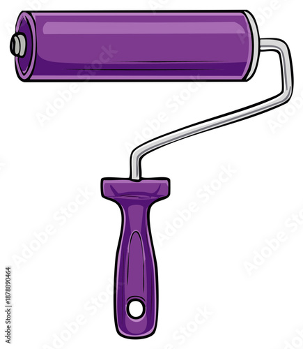 Cartoon purple paint roller for home renovation and decorative painting projects
