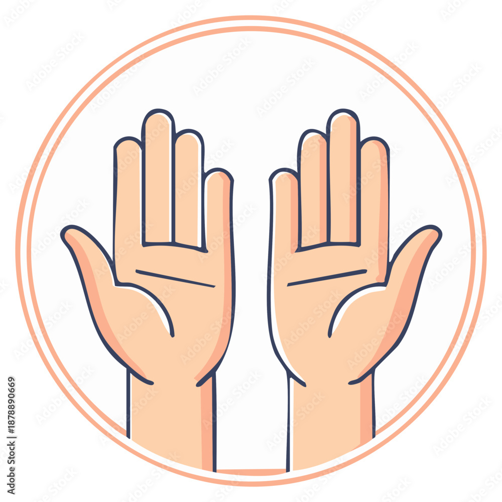 Fototapeta premium Illustration of two open hands raised in a gesture of prayer and worship