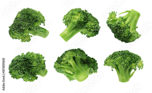 Fresh Broccoli Vegetable Set Isolated for Recipe and Culinary Design on Transparent Background png