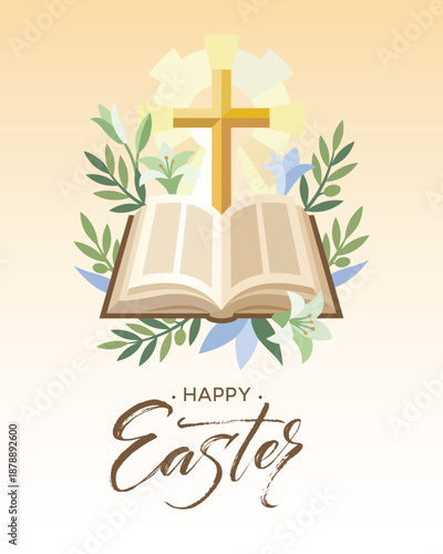 Happy Easter Modern Flat Vector Illustration for Spring Celebration