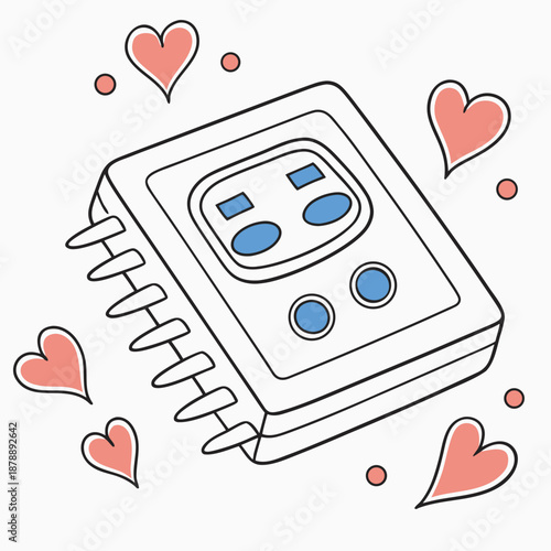 Retro robot with hearts