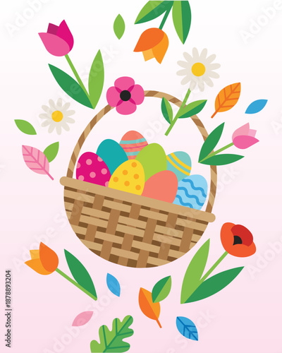 Happy Easter Modern Flat Vector Illustration for Spring Celebration
