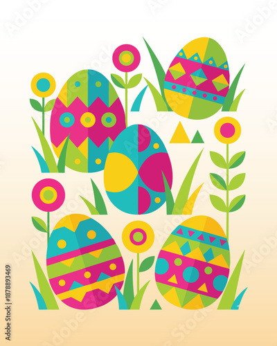 Happy Easter Modern Flat Vector Illustration for Spring Celebration