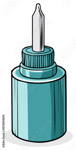 Blue liquid dropper bottle with a medicine or essential oil vial with a cap
