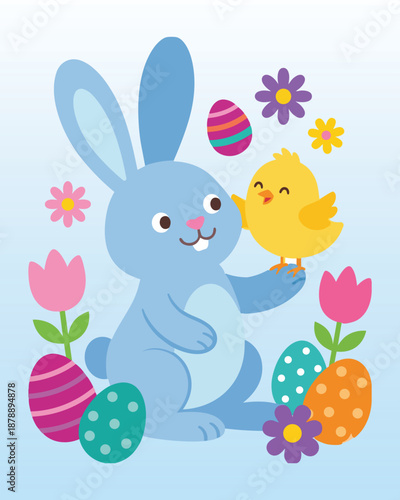 Happy Easter Modern Flat Vector Illustration for Spring Celebration