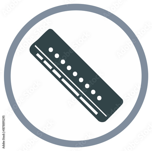 Harmonica music instrument icon symbol for blues folk jazz and country music illustration