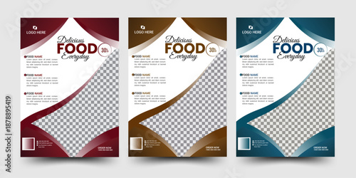 food flyer templates featuring appetizing visuals, modern layouts, and editable vector files for restaurant and marketing promotions.