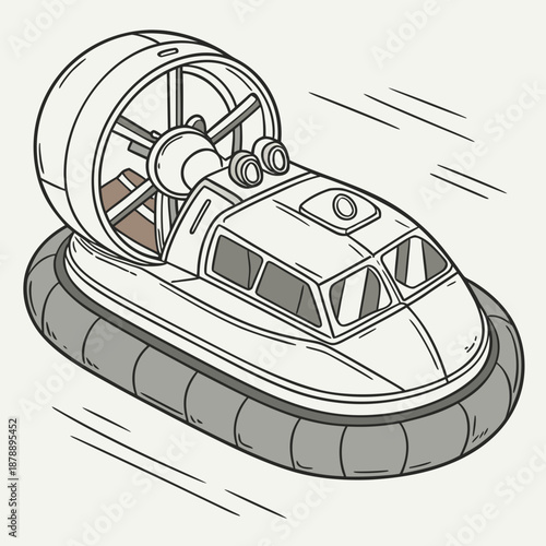 Hovercraft with exposed fan and cockpit windows hover technology