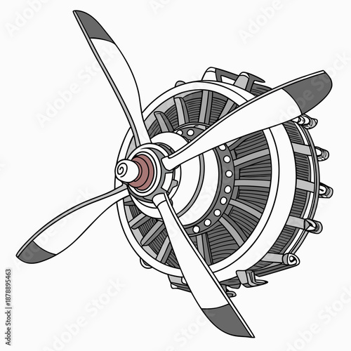 Sci fi flying machine engine core radial blade system