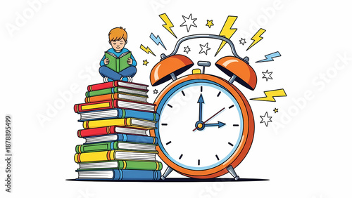 Wallpaper Mural 学生が本を読み、時計が鳴る Torontodigital.ca