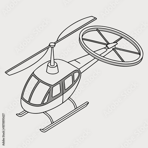 Gray helicopter with rotor blades and skids aircraft