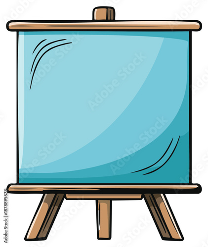 Cartoon illustration of a blank easel, presentation board for display, painting or creative presentations, illustration of display.