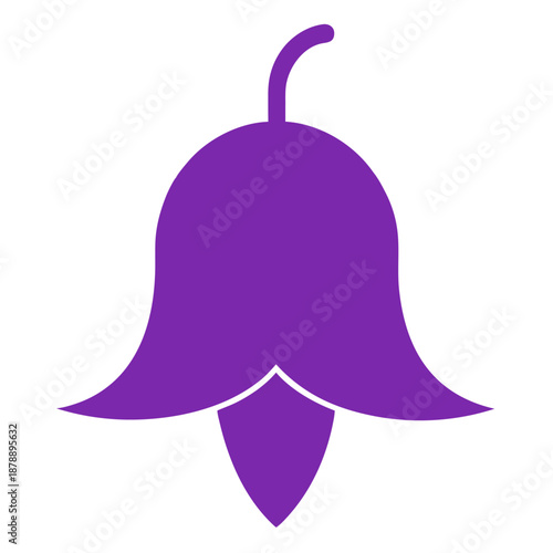 canterbury bell purple vector silhouette on white background 